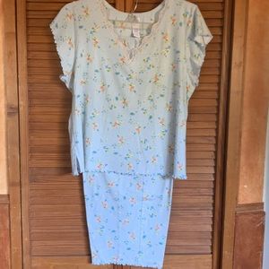 Aria teal cap sleeved two piece pj lounge set XL